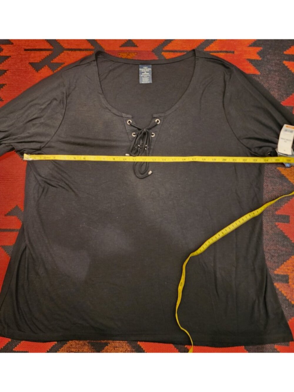 NEW Faded Glory Black Lace-Up Tunic Top and 2 Basic Black Super Soft TEES. 3X - Picture 11 of 16